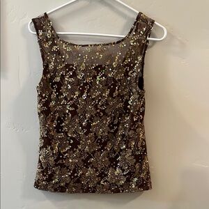 Brown Sequin Tank Top with Fitted Style